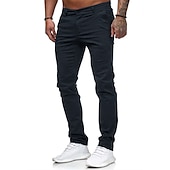billiga Chinos-Herr Långbyxor Kinesiska Byxor Joggarbyxor Rakt ben Geometri Andningsfunktion Mjuk Ankellång Hem Dagligen Stylish Klassisk Stil Smal Svart Vit Medium Midja Microelastisk