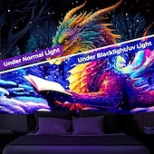 Χαμηλού Κόστους Μαύρισμα ταπετσαρία-blacklight ταπετσαρία uv αντιδραστική λάμψη στη σκοτεινή λάμψη πάρτι νέον δράκος βιβλίο ψυχεδελικό trippy ομιχλώδες κρεμαστή ταπισερί τοίχου τοιχογραφία για κρεβατοκάμαρα σαλονιού