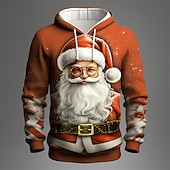 baratos Traje de Papai Noel-natal masculino papai noel 3d hoodies gráfico papai noel moda 3d impressão esportes ao ar livre feriado hoodies vermelho roxo manga longa com capuz impressão bolso frontal primavera&amp;amp;camisa de