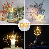 billige Julelys-led fyrverkeri lys utendørs vanntett hengende starburst string lys for ferie dekor fairy new year lys