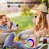 halpa Kaiuttimet-mini karaokelaite lapsille kannettava bluetooth karaokekaiutin 2 langattomalla mikrofonilla ja led-valoilla kotibileisiin syntymäpäivälahjoja pojille/tytöille