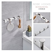 cheap Robe Hooks-Bathroom Rack Robe Hook Bathroom Shelf New Design Adorable Creative Contemporary Modern Stainless Steel Low-carbon Steel Metal 1PC - Bathroom Wall Mounted