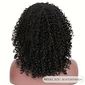 economico Parrucche di altissima qualità-Parrucche di capelli ricci afro crespi da 14 pollici per le donne parrucche ricci crespi per le donne ombre marroni con parrucche sintetiche con radici scure