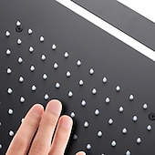 economico Soffioni doccia effetto pioggia-rubinetto per doccia a soffitto per bagno, rubinetto per doccia a pioggia rettangolare in acciaio inossidabile ad alto flusso 50 x 36 cm, soffione doccia con bilanciamento della pressione nascosto completo di led