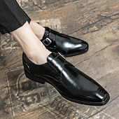 abordables Officiel-hommes mocassins habillés et slip-ons richelieu chaussures de moine affaires britannique gentleman bureau et carrière fête et soirée chaussures en cuir noir marron printemps automne