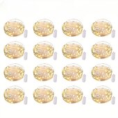 economico Striscie luci a batteria-elegante festa di ricevimento di nozze 16 confezioni luci fatate a led a batteria luci a stringa filo d&#039;argento impermeabile 7 piedi 20 led lucciola luci stellate lunari per fai da te festa di nozze