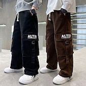 cheap Bottoms-Kids Boys Pants Trousers Pocket Solid Color Keep Warm Comfort Pants School Sports Daily Black Coffee