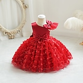 abordables Robes de fête-Bébé Fille Robe de fête Couleur unie Sans Manches Utilisation Mariage Le style mignon Princesse Polyester Mi-long Eté 3-7 ans Multicouleur Pâte de haricots rouges Champagne