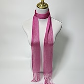 billige Sjal-Sjale Sjal til kvinner Skjerf til damer Enkel Ermeløs Polyester Bryllup Wrap Med Glimmer Til Daglig Vår sommer