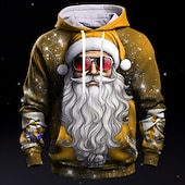 cheap Santa Claus Outfit-Christmas Men's Santa Claus 3D Hoodies Graphic Santa Claus Fashion 3D Print  Sports Outdoor Holiday Hoodies Red / White Yellow Long Sleeve Hooded Print Front Pocket Spring &amp;  Fall Designer shirt