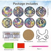 billige Placemats &amp; Coasters &amp; Trivets-diamantmaleraler sett med 6 stk eller 8 stk, runde dalbaner-sett med holder gjør-det-selv-diamant-og-dal-dal-dal-dal-dal-daler skli- og dalbane for voksne diamantmalesett rekvisita