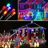 economico Striscie luci ad energia solare-1 stringa di luci solari per esterni - 8 modalità di luce decorativa da giardino, illuminazione notturna d&#039;atmosfera per balconi esterni, decorazioni per Natale, Halloween, San Valentino e feste
