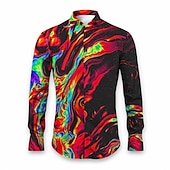 abordables Forme Géométrique-Homme Formes Géométriques Graduel Chemise Chemise boutonnée manche longue Abstrait Usage quotidien Sortie Automne hiver Col rabattu Imprimer Bouton bas Rouge Marine foncé Bleu Violet Orange