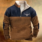 Men's Graphic Color Block Hoodie Hoodies Sweatshirt Streetwear Designer Long Sleeve Half Zip Sports & Outdoor Casual Daily Brown Print Fall & Winter Designer3