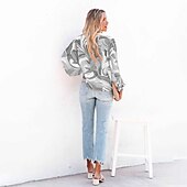 cheap Women&#039;s Graphic Tops-Women&#039;s Shirt Blouse Fashion Buttons Print Long Sleeve Regular Tops Shirt Collar Casual Blue Purple Green Gray Spring &amp;  Fall