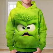 abordables Visión 3D y Geometría del Niño-Navidad Chico 3D Elfo Sudadera Pullover Manga Larga Impresión 3D Otoño Invierno Moda Ropa de calle Fresco Niños 3-12 años Con Capucha Exterior Casual Diario Ajuste regular