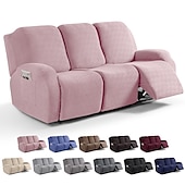 cheap Recliner Chair Cover-Loveseat 3 Seater Burgundy Recliner Covers Cover for Large Reclining Chair Slipcover Seat Reversible Washable Protector with Elastic Adjustable Straps for Kids Pets