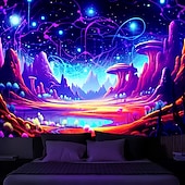 billige Blacklight -billedvev-blacklight billedvev uv reaktiv glød i mørket glød party neon trippy tåkete fjellsopp hengende billedvev veggkunst veggmaleri for stue soverom