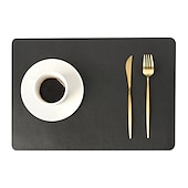 billige Placemats &amp; Coasters &amp; Trivets-vinyl dekkematte vanntett pu lær varmebestandig spisebord bord bord plate matte juledekor høst kjøkken bord matter innendørs utendørs