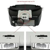 abordables Herramientas de Mano-Lupa de diadema con luz LED, lámpara de cabeza, lupa de joyero con luces LED de 1,5x/3x/8,5x/10x