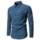 economico camicia da uomo con bottoni-Per uomo Camicia Maglietta informale Camicia di velluto a coste Nero Giallo Rosa Viola Marrone Manica lunga Liscio Bavero Strada Da mare Di base Abbigliamento Di tendenza Comodo