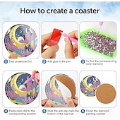 billige Placemats &amp; Coasters &amp; Trivets-diamantmaleraler sett med 6 stk eller 8 stk, runde dalbaner-sett med holder gjør-det-selv-diamant-og-dal-dal-dal-dal-dal-daler skli- og dalbane for voksne diamantmalesett rekvisita