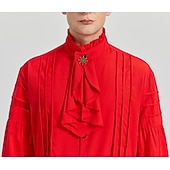 baratos Tops-Retro Vintage Punk e gótico Medieval Blusa / Camisa Baile de Máscara Vampiros Cavalheiro Outlander Com Babados Cor Sólida Fantasia Homens Pirata Fantasia Real Carnaval Baile de Máscaras Espetáculo