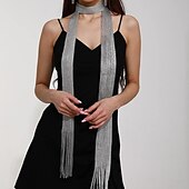 billige Sjal-Sjale Sjal til kvinner Skjerf til damer Enkel Ermeløs Polyester Bryllup Wrap Med Glimmer Til Daglig Vår sommer