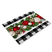 baratos Decoração de Natal-corredor de mesa vermelho, decoração de mesa sazonal em estilo fazenda de férias de inverno