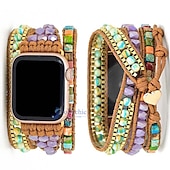 cheap Apple Watch Bands-Handmade Braided Rope Compatible with Apple Watch band Women Multilayer Beaded Beads Strap Replacement Wristband for 38mm 40mm 41mm 42mm 44mm 45mm 49mm iwatch Series Ultra 8 7 6 SE 5 4 3 2 1