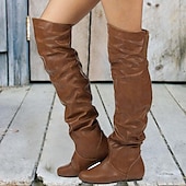 cheap Slouch Boots-Women&#039;s Over-the-Knee Slouch Boots - Stylish Fall and Winter Footwear for Casual Outings and Outdoor Adventures