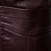 abordables Blazers pour hommes-Homme blouson cuir blazer Extérieur Usage quotidien Chaud Coupe Vent Automne hiver Plein Mode Vêtement de rue Revers Normal faux cuir Noir Jaune Vin Bleu de minuit Veste
