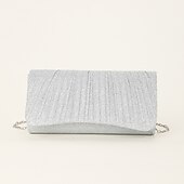 お買い得  クラッチバッグ＆イブニングバッグ-女性用シルバーグリッターイブニングクラッチバッグ - カクテル、結婚式、フォーマルなイベントに最適なチェーンストラップ付きエレガントなショルダーバッグ
