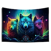 billige Blacklight -billedvev-blacklight billedvev uv reaktiv glød i mørket glød party neon trippy tåkete ulver dyr hengende billedvev veggkunst veggmaleri for stue soverom