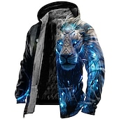 economico felpe 3d da uomo-Per uomo Animali Leone Felpa con cappuccio Felpe Felpa Felpa con cappuccio con cerniera Manica lunga Felpa con cappuccio Con cappuccio Giornaliero Stampa 3D Per eventi Da mare Per uscire Rosso Blu