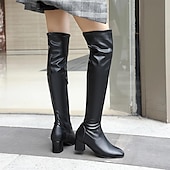 cheap Fashion Boots-Women&#039;s White Over-the-Knee Boots with Zipper, Modern Chic Style for Fall and Winter Casual Outings