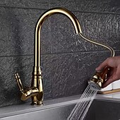 preiswerte Mit ausziehbarer Brause-Küchenspülen-Mischbatterie mit ausziehbarem Sprüher, Hochlichtbogen-Messing, Silber / Kaffee, Einhand-Einloch, ölgeriebene Bronze, herunterziehbare hohe Küchenarmaturen mit Warm- und Kaltwasserschlauch