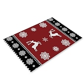 baratos Decoração de Natal-corredor de mesa vermelho, decoração de mesa sazonal em estilo fazenda de férias de inverno