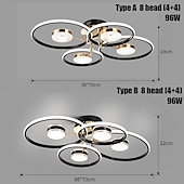 billige Taklamper-led taklys 4/8/12 hode dimbar moderne sirkeldesign taklamper er egnet for innebygd metall akryl sputnik fyrverkeri kronblader led lysarmaturer i stuer og soverom 110-240v
