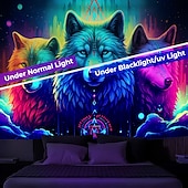 billige Blacklight -billedvev-blacklight billedvev uv reaktiv glød i mørket glød party neon trippy tåkete ulver dyr hengende billedvev veggkunst veggmaleri for stue soverom