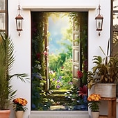 economico Striscioni per Garage e Porte-coperture per porte della foresta arazzo per porte tenda per porta decorazione sullo sfondo banner per porta per porta d'ingresso forniture per decorazioni per feste di fattoria