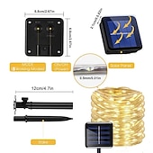 cheap Waterproof Strip Lights-1 Pack Solar Rope Lights Outdoor Waterproof LED String Lights, Garland Fairy Garden Light Strings, Outdoor Christmas Halloween Wedding Party Decor, 7M-50Led/12M-100Led/20M-200Led/30M-300Led