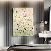 abordables Peintures fleurs/botaniques-palette peinte à la main kinfe peinture à l&#039;huile florale art mural fait à la main grandes fleurs peinture art mural original abstrait arbre peinture sur toile abstraite moderne coloré peinture décor