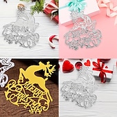 abordables pochoirs muraux-1 pc lettres joyeux noël découpes en métal mots joyeux noël pochoirs matrices de découpe de cerf découpées pour la fabrication de cartes matrices en papier fournitures de scrapbooking
