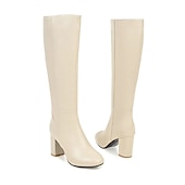 preiswerte Modische Stiefel-braune kniehohe Damenstiefel mit seitlichem Reißverschluss und Blockabsatz - elegantes und vielseitiges Schuhwerk für Herbst und Winter