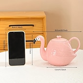 tanie Nowinki w kategorii Akcesoria do napojów-Czajniczek Flamingo - ceramiczny doniczka na herbatę, kawę i wodę - prezent z białej porcelany kostnej do degustacji herbaty i prezentów