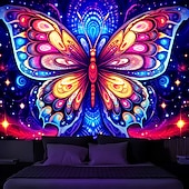 levne Tapiserie Blacklight-blacklight gobelín uv reaktivní záře ve tmě záře party neon trippy mlhavý motýl závěsný gobelín nástěnná malba pro obývací pokoj ložnice