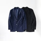 billige luksus blazer i lin-100% Lin Herre Blazer i lin Blazer Virksomhet Formell kveld Bryllupsfest Mote Fritid Vår &amp; Vinter عادي Lomme Fritid / hverdag Enkeltkneppet Blazer Svart Mørkeblå