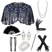 economico Sciarpe &amp; Wrap-Retrò Vintage Anni Ruggenti Anni 1920 Abiti Fascia Flapper Set di accessori Il grande Gatsby Invitato al matrimonio Paillettes Paillettes Per donna Halloween Carnevale Mascherata Carnevale Festa