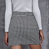 olcso Szoknyák-női szoknya bodycon mini magas derekú szoknyák print houndstooth street napi tavasz &amp;amp; nyári elegáns divat alkalmi fekete